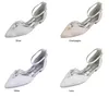 Chaussures décontractées créatifsugar Elegant Pearl Flower Forme Crystal Brooch Lady Lace Robe Flat Sweet Pointed Toe Flats Bridal Wedding Prom