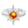 Anéis de casamento 2024 Trendência Exagerada Big Sun Cubic Zircon Helios Silver Color Dide para mulheres Lady Luxury Jewelry Dropship