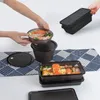 Assiettes Boîte d'emballage de sushi noir Récipient haut de gamme Disposable Picnic Japonais Commercial Rectangulaire Lunch Big Bowl