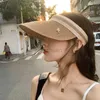 Visors Wide Brim Hats Bucket Empty Top Straw Hat Travel Sunshade Sun Cap Trendy Super Beach Foldable Roll Up Cruise Wear Visor For Womens 24413