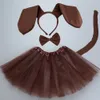 Black Dog Animal Headband Tutu Skirt Kids Party Gift Props Birthday Headwear Tail Bow Tie Halloween Costume Cosplay