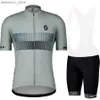 Jersey de ciclismo Conjuntos 2023 Jersey de ciclismo Scott definiu curta duração para a camisa de ciclismo Anti-UV de Bicyc Pro Team Summer Cycling Clothing L48