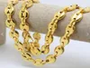 9mm 1828 inch Gold plated pure stainless steel Fashion charming coffee bean Necklace Link chain for women mens gifts 4302401