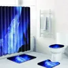Shower Curtains Animal Wolf Pattern 4pcs/set Curtain Pedestal Rug Lid Toilet Cover Mat Bath Set Bathroom With 12 Hooks