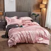寝具セット純粋なサテンシルクセットホームテキスタイルキングサイズベッド服布団カバーフラットシート枕カバー