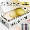 I15 Pro Max 5G Telefon Smartphone 6,7 tum smartphone 4G LTE -smartphones 16GB RAM 1TB KAPAMER 48MP 108MP FACE ID GPS Octa Core Android Mobiltelefon