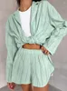 Abbigliamento da casa linad abiti da donna sciolti da 2 pezzi set di cotone maniche lunghe abiti casual femminile con pantaloncini 2024 pigiami estivi