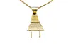 Ny ankomst Hip Hop Plug Pendant Halsband 18K Verklig guldfärg för män Kvinnor Hiphop smycken7881833