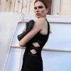 Lässige Kleider Frauen 2024 Frühlings- und Sommer klassisches ärmellose schlankes Schleimschuhnknoten Taille Little Black Kleid