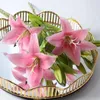 Decorative Flowers Artificial Lily Flower Indoor Plants Elegant Branch With Green Leaves For Home Stylish