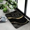 Mattes de bain Résumé Marble Gold Lignes de texturation noire moderne minimaliste Home Decor Decor Flannel Flannel Rapis pailtre