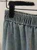 Spódnice Onealippa Multi Ruffles Dżinsowa spódnica elastyczna wysoka talia stała stała linia koreańska koreańska