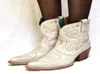 Laarzen winter vrouwen enkel dames borduurwerk vintage lederen slang maan fase western puntige teen booties schoenen16865059