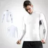 T-shirts hommes à col roulé coulé coulant de base longue t-shirt fitness sport basketball football gym de randonnée de randonnée