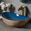 Vintage Seramik Sanat Banyo Lavabo Banyo Fikstür Ülke Evi Tezgah Lavabosu Yaratıcı Basitlik Washbasins Banyo BD