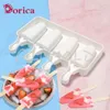 Baking Moulds Silicone Ice Cream Mold 4 Cell Triangle Popsicle Cube Maker Mould Chocolate Tray Summer Cuisine Gadget Kitchen Accessories