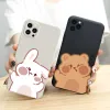 Caso de telefone emparelhado de casal de bunny urso fofo para iPhone 15 14 13 12 11 Pro xs max mini se2 7 8 15 mais x xr amantes suaves coques