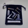 Set von 9 verschiedenen Blue Masonic Working Tools Abzeichen mit Samt -Tasche Mason Mason Miniatur Mason Geschenke 201125300m