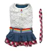 Haustierkleid Sommer Spring Hund Denim mit Gürtel Haustierprodukte Kleidung für Hunde Welpe Bekleidung Hunde Kleidung Spitze künstlich 240412