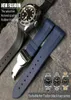 22mm Natural Rubber Silione Watch Band Special for Tudor Black Bay Gmt Curved End Pinfolding Buckle Black Blue Red Wrist Strap H01932775