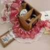 HOT Double intercolor Red and White ruffled lace DIY clothing skirt hat hem curtain bedding border sewing girl's room decoration