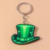 Keychains Creative Wood Clover Hat Keychain för St. Patrick's Day Shamrock Keyring Pendant Car Key Holder Handbag Decor Smyckespresent