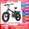 Bikes Ride-Ons ZPW G20PRO Ebike 1000W/2000W Adult Electric bike 48V12.8AH Foldable Electric bicycle 20 Inch Fat tyre Electric bike Snow E-bikes L47