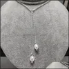 Hangende kettingen Probeer Pearl 925 Sier voor vrouwen meisje glanzende ketting handgemaakt 5-6 mm ovaal lange tassel sieraden cadeau drop leveren dhgarden dhlih