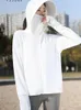 女性用の女性用ジャケット女性のための夏のアイスシルクロングスタイルの男性通気性とUV抵抗性のフード付きジャケットYC264