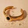 Bangle JewelryPoster Aço inoxidável Black Onyx Bracelet Open Gold Gold Charm Simples Jewels Fashion Party Gift