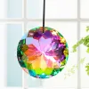 60mm Rainbow Facetado Prism Buddhism Budismo Mandala Flor Cristal Aurora Sun Catcher lustre Dangle Peças Decoração de festa de casamento