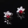 Gems Ballet Palm Leaf Fabulous Earring Luxury Lab Created Ruby Exquisite Vintage Design Earrings 925 Sterling Silver 240410