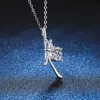 Sterling Sier S925 Pendant Female Plated Pt950 Mohsen Diamond Necklace Light Luxury Bow 1 D-color Mohsen Stone Necklace