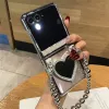 Koreańskie luksusowe poszycie przezroczyste lustro serca koraliki łańcucha bransoletki dla Motorola Moto Razr 40 Ultra Shockproof Cover