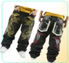 Fashion NY Skateboard Stickerei Dragon Jeans coole Graffiti Lange lockere entspannte lässige Hose Rap Boy b Boy Hosen Größe 34424676370