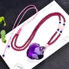 Pendant Necklaces Wholesale Purple Natural Crystal Carved Ruyi Lock Sweater Chain Necklace Luck For Women Wish JoursNeige Jewelry