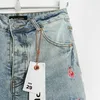 Fioletowa marka Jeans American High Street Burr Edge Hole Patch Denim Denim Shorts Męs