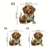 Puzzim de madeira colorido de cachorro para adultos crianças, peças em forma de animal Jigsaw Puzzles Toys, jogo de decoração de casa de Natal jogo em família