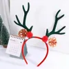 Korean New Cute Christmas Elk Headband Large Antlers Hairbands Girls Plush Ball Pine Cones Hair Hoop Women Hair Accessories