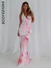Повседневные платья Boofeenaa кружевное лоскутное изготовление лето для женщин сексуальные элегантные наряды для вечеринок Deep V Backless Maxi Dress C83-CG28