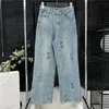 Bunt gestickte Brief Denim Hosen Designer Jeans Frauen Kleidung Mode Loose Hosen Girl Lady Long Hosen