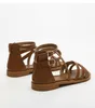 Heta tofflor Sandaler Womens Summer Sandal Heels Ribbon Fairy Casual Flat Bottom Simple Beach Holiday Roman Shoes 240228