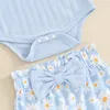 Ensembles de vêtements pour enfants pour enfants bébé filles 3pcs Summer Tenues Sleeve Rober Bow Front Shorts bandeau Set Born Vêtements