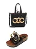 Slips e borse della grande catena nera per le donne Summer Slipper con borse Scarpe di design di xury Fashion Scontro