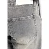 Pants High Street Cement Grigio per preparare jeans per gambe dritti vecchi casual