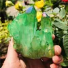 Figurines décoratives ange vert cristal naturel Aura Quartz Cluster Spécimens Roue de titane durci