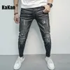 Jeans masculinos Kakan Europeu e Americano para homens Slim Fit com patches rasgados Beggar's Casual Patch Patchs K7-687