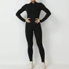 Active Sets Zipper Jumpsuit Women overalls 2024 Vadergymkleding voor sportkleding Lycra Sport Set Outfit Tracksuit Blue Brown