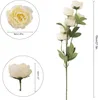 Decorative Flowers Artificial Silk Peony Bouquet 4 Branch 7 Heads 27.5" Tall Arrangement Home Wedding Party Decoration 3 Pack White