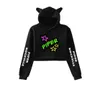 Piper Rockelle Merch Crop Hoodie Hip Hop Streetwear Kawaii Cat Ear Harajuku Crop Colped Doushirt Tops ROPA MUJER6536105